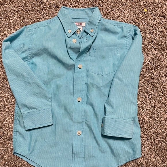 IZod Boys size 4 Toddler‎ Shirt button collar blue/turquoise excellent condition - Picture 1 of 5